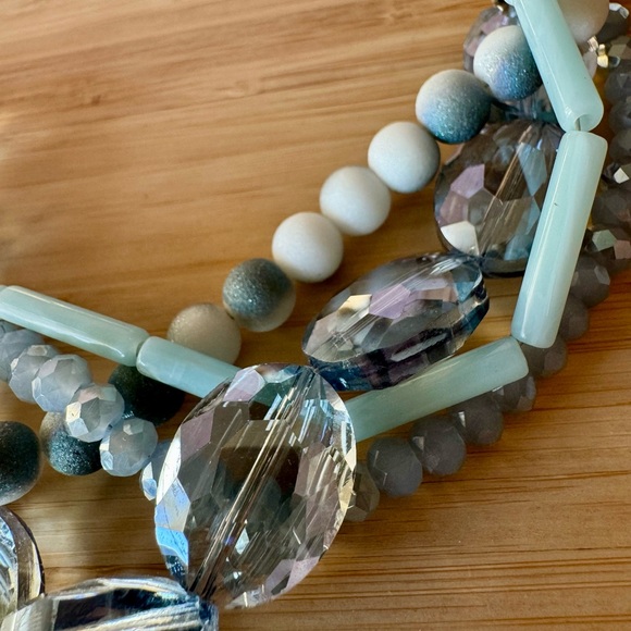 Turquoise & Gold 4 Strand Beaded Necklace - Picture 3 of 5